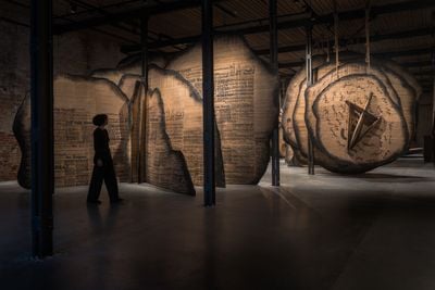 Manal AlDowayan, Shifting Sands: A Battle Song (2024). Exhibition view: Saudi Arabia Pavilion, 60th Venice Biennale, Foreigners Everywhere (20 April–24 November 2024).