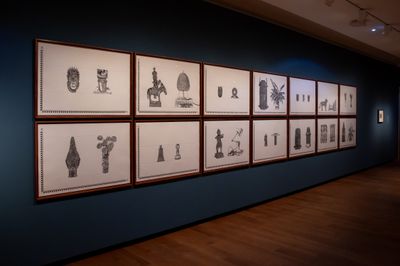 Exhibition view: Pio Abad, To Those Sitting in Darkness, Ashmolean Museum, Oxford (10 February–8 September 2024).