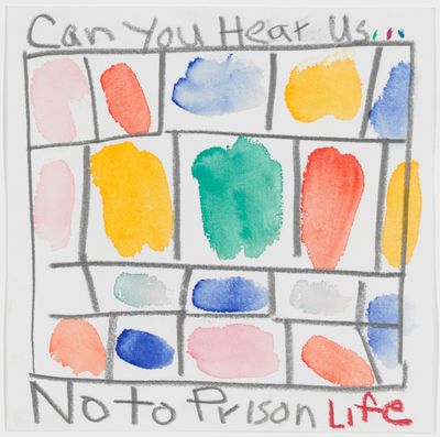 Stanley Whitney, I will say it again . . . NO to Prison Life (2020). Watercolour and graphite on paper. 26 x 26 cm. Private collection. © Stanley Whitney.
