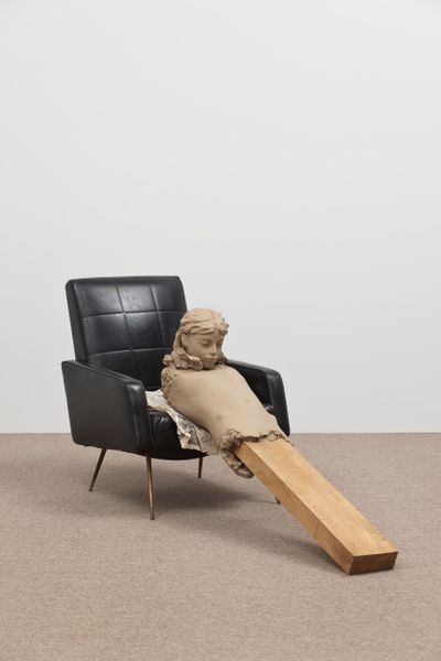 Mark Manders, Ramble Room Chair (2010). Wood, painted epoxy, offset-print on paper, chair. 85 x 65 x 180 cm.