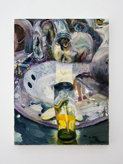 Danica Lundy, sink/sister I (2023). Oil on canvas. 76.2 cm x 101.6 cm.