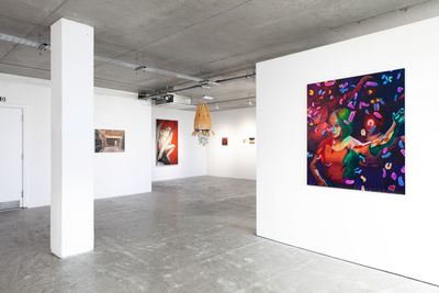 Foreground: Sam King, Desire is the Memory of Pleasure (2024). Oil on linen. 120 x 100 cm.