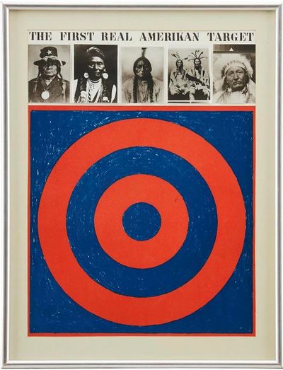 Gavin Jantjes, The First Real AmeriKan Target (1974). Screenprint and collage on two sides. 60 x 45 cm.