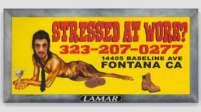 Mario Ayala, Billboard (2022). Acrylic on canvas with aluminium stretchers. 182.88 x 381 cm.