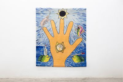 Eduardo Sarabia, Eclipse Dreaming (2023). Handmade wool tapestry. 190 x 163 cm.