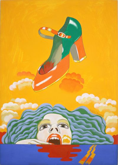 Keiichi Tanaami, High Heel (1973). Oil and acrylic paint on illustration board. 35.56 x 25.4 cm. Collection of KAWS.