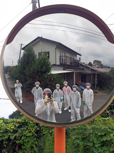 Curatorial team on a site visit in the Fukushima Exclusion Zone.
