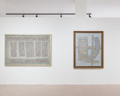 Left to right: Seundja Rhee, Composition (1962); Ojak-kio (1965). Exhibition view: Towards the Antipodes, ArteNova, Venice (20 April–24 November 2024).
