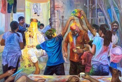 Rajesh P Kargutkar, Colour Day (2024). Oil on canvas. 60 x 90 cm.