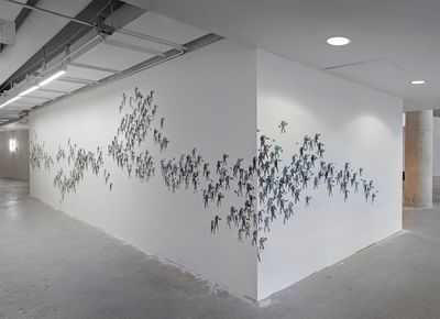 Leila Zelli, Un chant peut traverser l’océan (A chant can cross the ocean) (2023–ongoing). Exhibition view: Precarious Joys, Toronto Biennial of Art, 32 Lisgar Street (21 September–1 December 2024). Co-presented with MOMENTA Biennale de l’image with the support of Conseil des arts et des lettres du Québec.