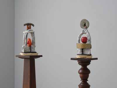 Peter Hawkesby, Rotunda Conductor (2025); Red Moon Rotunda (2025). Ceramic.