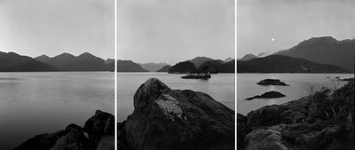 Mark Adams, Cook’s site 3 - 10.8.1998 Indian Island, after William Hodge’s ‘View in Dusky Bay’. Silver bromide fibre-based prints, edition 3 prints each. 60 cm x 51 cm.