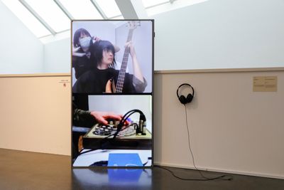 Red, Hair Salon Performance (with klaux and Zhao Ziyi) (2023). Exhibition view: It Always Sounds Somewhere: Sounding Sound Practice in Chinese Mainland and Hong Kong Since the 1990s, Inside-Out Art Museum, Beijing (22 February–1 June 2025).