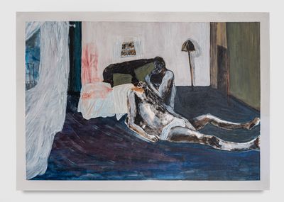 Shadi Al-Atallah, Hunger (2024). Acrylic, chinagraph pencil, and ink on 300 gsm watercolour paper. 64 x 45 cm.