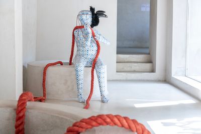 Rajni Perera, gatekeeper (2024). Commissioned by Sharjah Art Foundation and Tselinny Center of Contemporary Culture, Almaty, Kazakhstan. Exhibition view: Sharjah Biennial 16: to carry, Bait AlSerkal, Sharjah (6 February–15 June 2025).