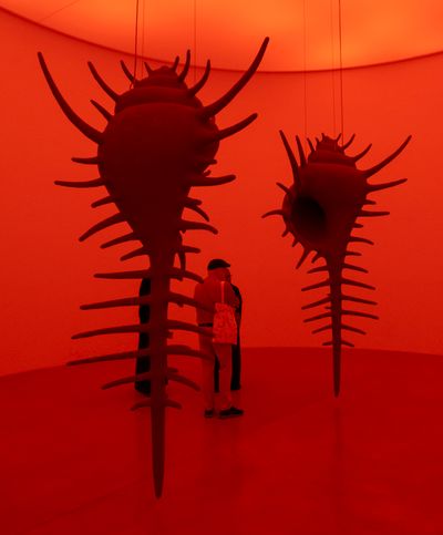 Monira Al Qadiri, Gastromancer (2023). Commissioned by Kunsthaus Bregenz with the sponsorship of Rossogranada AG, Zurich. Exhibition view: Sharjah Biennial 16: to carry, Al Mureijah Square, Sharjah (6 February–15 June 2025).
