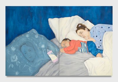 Katja Seib, Postpartum (2023). Oil on canvas. 218.4 x 335.28 cm.