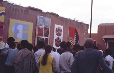 Exhibition view: Présence Plastique, Jemaa el-Fna square, Marrakech (May 1969). © M. Melehi archives/estate. Photo: M. Melehi.