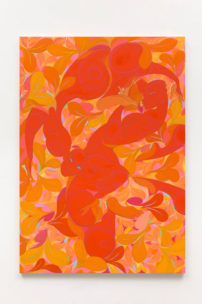 Tunji Adeniyi-Jones, Double Dive Red (2023). Oil on canvas. 188 x 132.1 cm. © Tunji Adeniyi-Jones. Photo © On White Wall Studio.