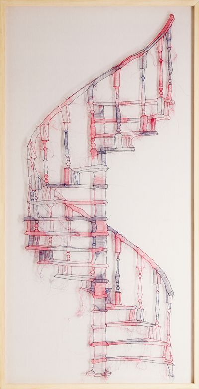Sumakshi Singh, Untitled (Series 33 Link Road) (2022). Thread drawing. 243.8 x 121.9 cm. © Sumakshi Singh.