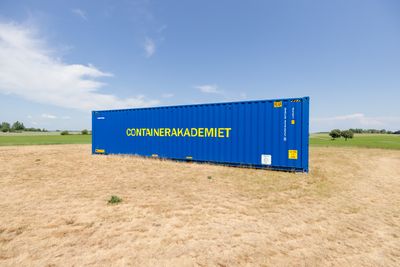 Bjørn Nørgaard, The Container Academy (2023). Exhibition view: INTERMEZZO, Kunsthal 44Møen, Askeby, Denmark (18 June–10 September 2023). In collaboration with Riga International Biennial of Contemporary Art (RIBOCA).