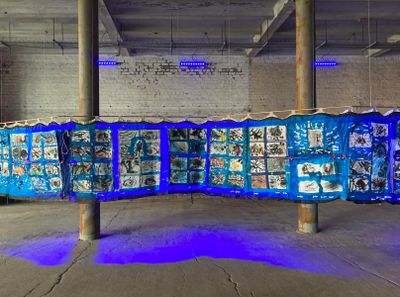 Isa do Rosário, Dance with Death on the Atlantic Sea (2013–2023). Exhibition view: 12th Liverpool Biennial, uMoya: The Sacred Return of Lost Things, Tobacco Warehouse (10 June–17 September 2023). Photo: Elaine YJ Zheng.