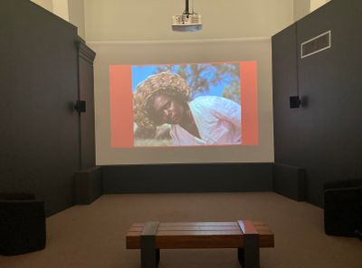 Brook Andrew, SMASH IT (2018). Single-channel video with audio. 28 min. Edited by Giacomo Sanzani and Brook Andrew. Exhibition view: 12th Liverpool Biennial, uMoya: The Sacred Return of Lost Things, World Museum (10 June–17 September 2023). Photo: Elaine YJ Zheng.