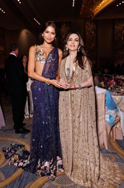 Zendaya and Nita Ambani at India in Fashion gala opening. Photo: German Larkin.