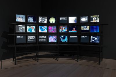 Ming Wong, Windows on the World (Part 2) (2014). Exhibition view: Signals: How Video Transformed the World, The Museum of Modern Art, New York (5 March–8 July 2023).Photo: Robert Gerhardt.