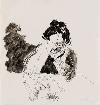 Ruth Asawa, Untitled (WC.134, Self Portrait) (c. 1960s). Ink on paper. 33 × 31.4 cm.