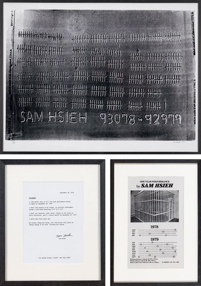 Tehching Hsieh, One Year Performance 1978-1979 (1980–1993). Printed paper, statement, poster. 97 x 127 cm (printed paper); 27.5 x 21.5 cm (statement); 44.5 x 28.5 cm (poster). © Taikang Collection.