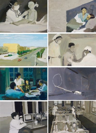 Qiu Xiaofei, 1984 (2003). Oil on canvas, eight paintings. 14 x 20.5 cm (each). © Taikang Collection.