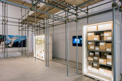Exhibition view: Khalil Rabah, Through the Palestinian Museum of Natural History and Humankind, Fondazione Merz, Turin (30 October 2023–28 January 2024).