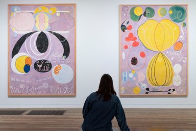 Exhibition view: Hilma af Klint, Hilma af Klint & Piet Mondrian: Forms of Life, Tate Modern, London (20 April–3 September 2023).