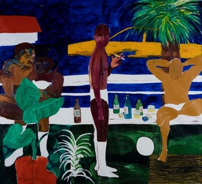 Gideon Appah, Lovers Park 1 (2020). Acrylics on canvas. 223 x 249 cm.