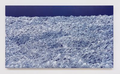 Sandra Cinto, Untitled, from the series Open Sea (2020). Acrylic and permanent pen on canvas. Courtesy Casa Triângulo. Photo: Albano Afonso.