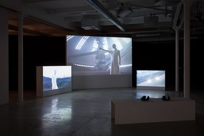 Su Hui-Yu, Future Shock (2019). Video installation. Exhibition view: CHRONIQUES, the Biennale of Digital Information, Friche la Belle de Mai, Plateau 4, Marseille (7–17 January 2021).