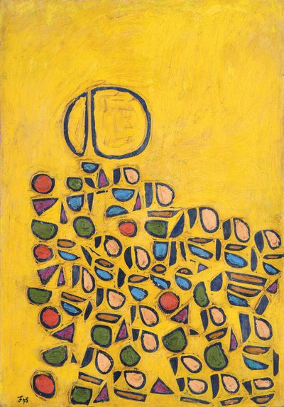 Fadjar Sidik, Space Dynamic in Yellow (1978). Oil on canvas, 94.3 x 65.5 cm. Courtesy Asia Art Center.