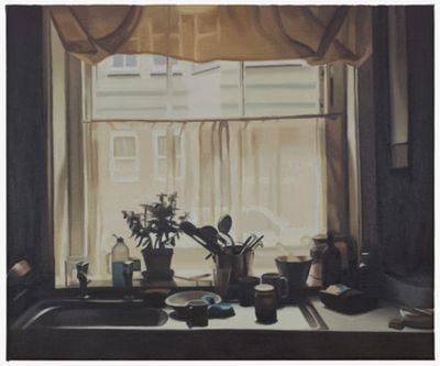 Mike Silva, Kitchen Window (2020). Oil on linen. 50.8 x 61 cm. Courtesy The Approach.