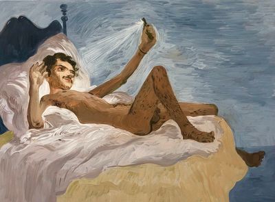 Salman Toor, Bedroom Boy (2019). Oil on panel. 30.48 x 40.64 cm.