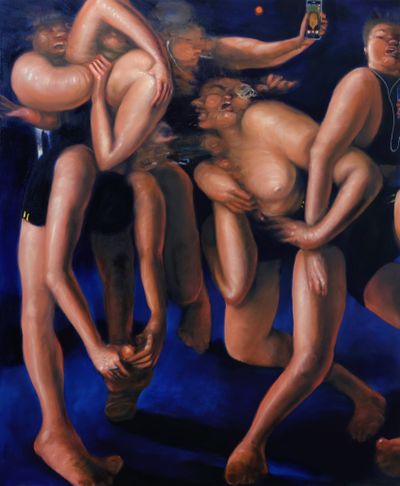 Alvin Ong, Skype (2019). Oil on canvas. 200 x 175 cm.