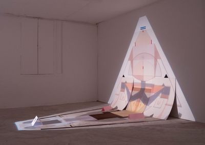Amba Sayal-Bennett, Manta (2016). Drawing projection, paper, tape, and mount board. 211 x 266 x 27 cm. © Amba Sayal-Bennett.