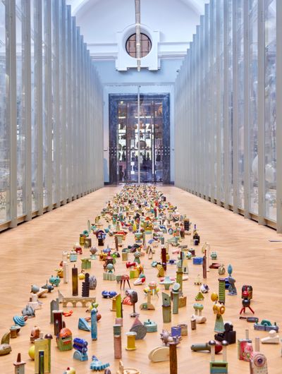 Lubna Chowdhary, Metropolis (1991–2019). Exhibition view: Installation at Victoria and Albert Museum, London (16–24 September 2017).