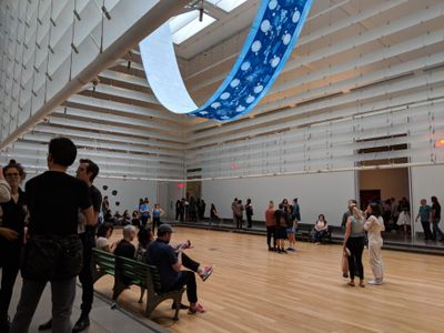 Essye Klempner and Queens Museum Assistant Curator Lindsey Berfond, Volumes Cyanotype (2018). Exhibition view: Queens International 2018: Volumes, Queens Museum, New York (7 October 2018–24 February 2019).