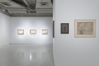 Exhibition view: Gianfranco Baruchello, Marcel Duchamp, Massimo De Carlo, Hong Kong (14 September-28 October 2017). Courtesy the artist and Massimo De Carlo.