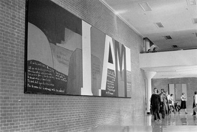 Colin McCahon, Gate III (1970). The Dominion Post: Photographic negatives and prints of the The Evening Post and The Dominion Post newspapers. Ref: EP/1978/1078/5A-F. Alexander Turnbull Library, Wellington, New Zealand.