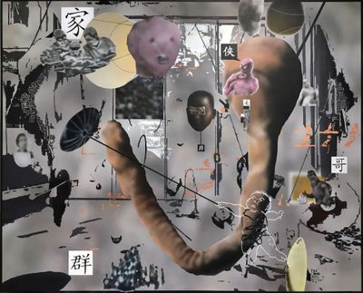 饶维懿，《信息之海》，2019。布面丙烯，40×50cm。图片提供：艺术家与千高原艺术空间。