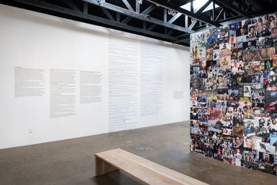 Exhibition view: The Absolute Right to Exclude: Reflections on and Implications of Cheryl Harris' Whiteness as Property, Kandis Williams, Cassandra Press, LAXART, Los Angeles (28 May–31 July 2021).