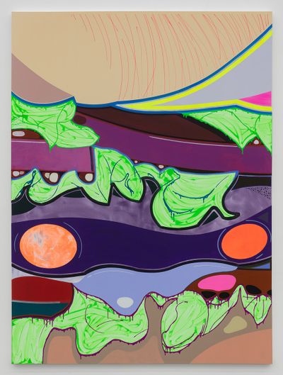Gao Ludi, Section of A Burger (2020). Acrylic, watercolour, and oil on canvas. 270 × 200 cm.