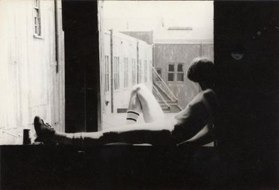 Alvin Baltrop, The Piers (man sitting on windowsill) (n.d., 1975–1986).